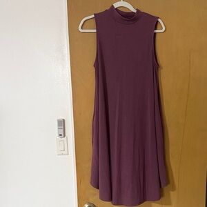 Zenana Outfitters Sleeveless Mock Neck Mini Dress in Plum